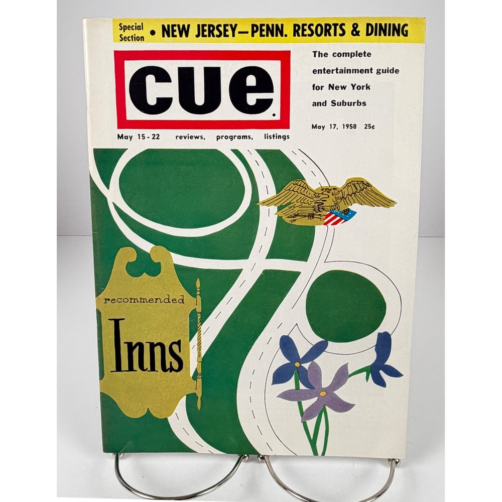 Vintage 1958 Cue Magazine New Jersey Penn Resorts Dining NYC TV Ads May 17